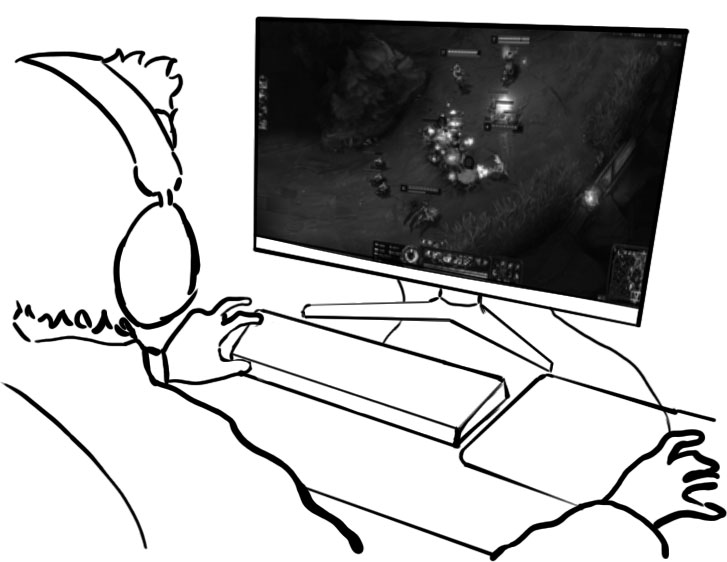 homme devant un écran qui joue a un jeu en ligne